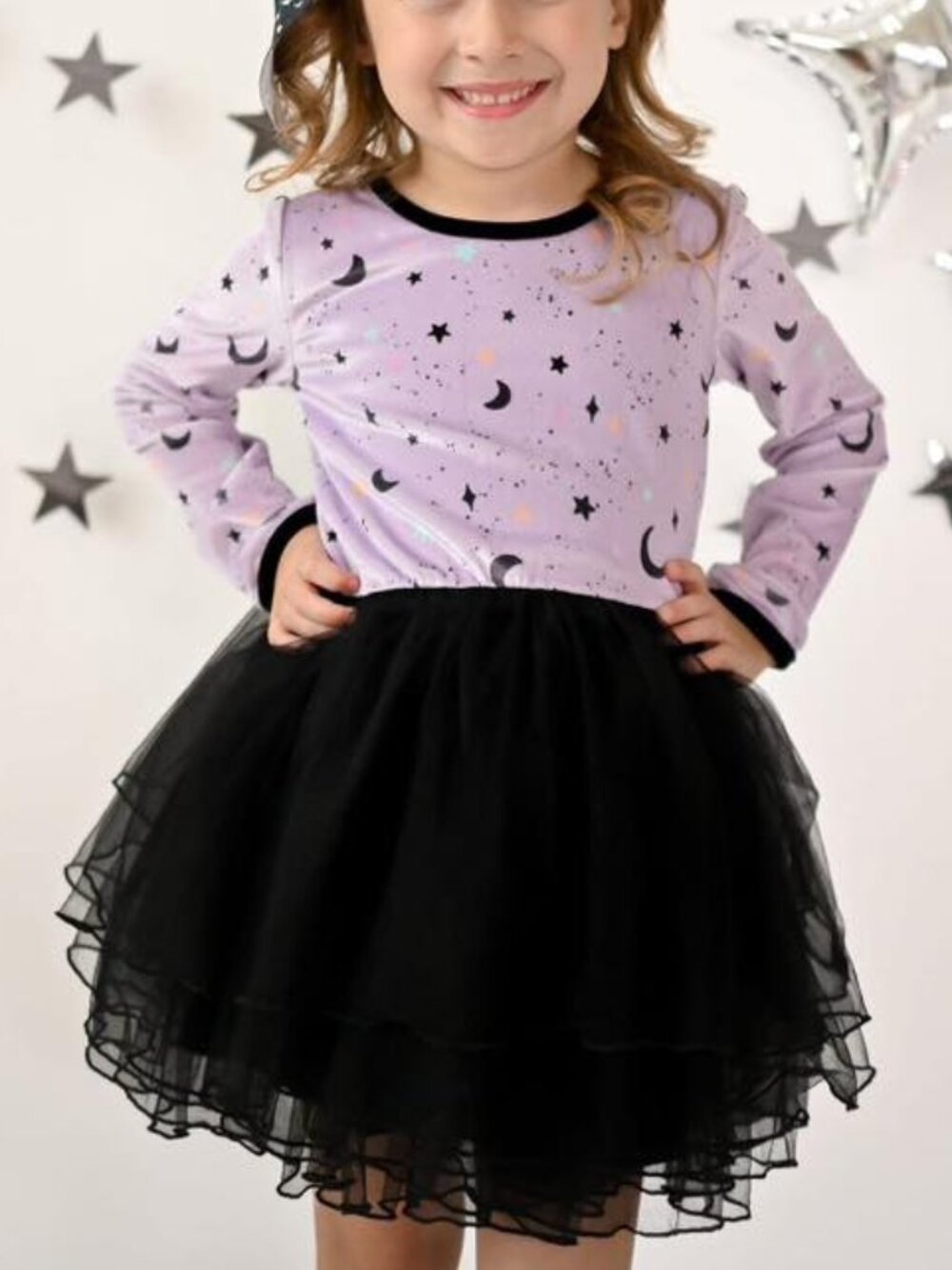 NWT Girls Love & Grow Halloween Velvet Moon Stars Witchy Tulle Dress Set size 12